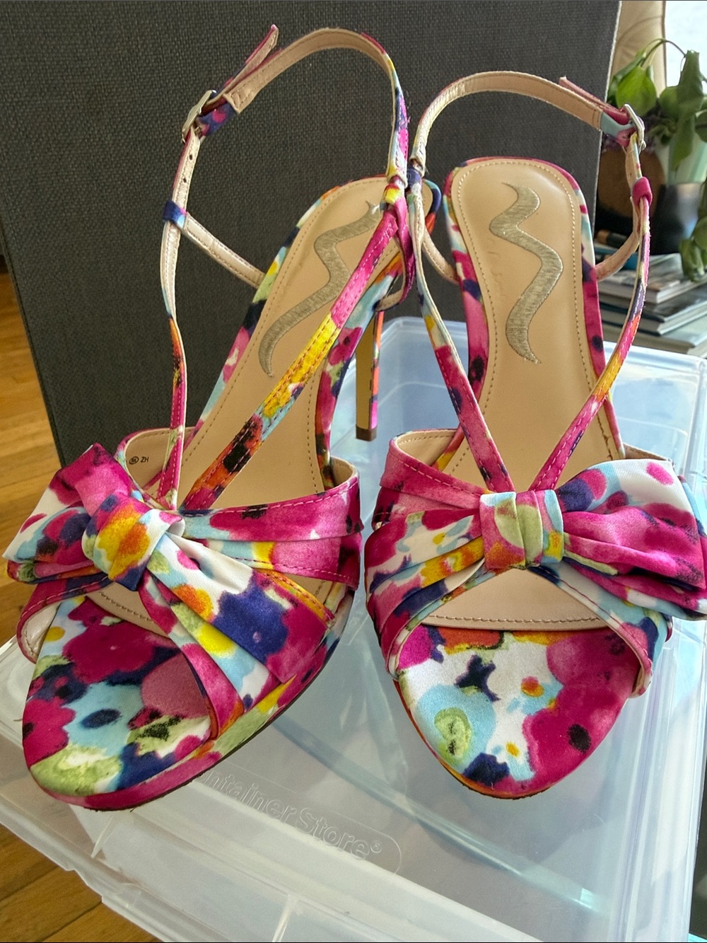 Nina pink  floral open toe heels so 37 EUR